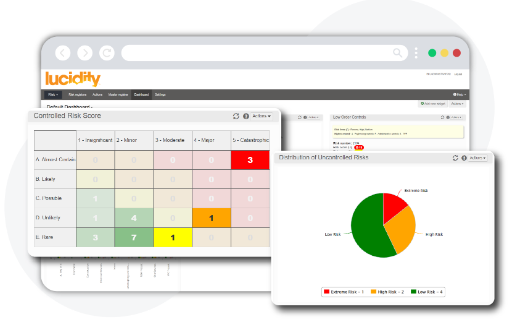 a screenshot of a computer with Lucidity risk management platform