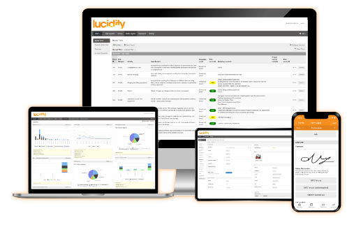 Lucidity HSEQ Management System Platform screen mockups